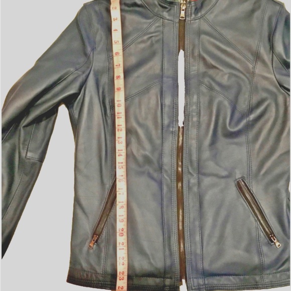 Vera Pelle Women’s Italian Blue Leather Jacket Sz L - Picture 5 of 5
